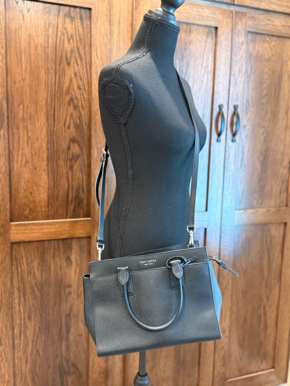 Kate Spade Black Leather Satchel with Removable Strap